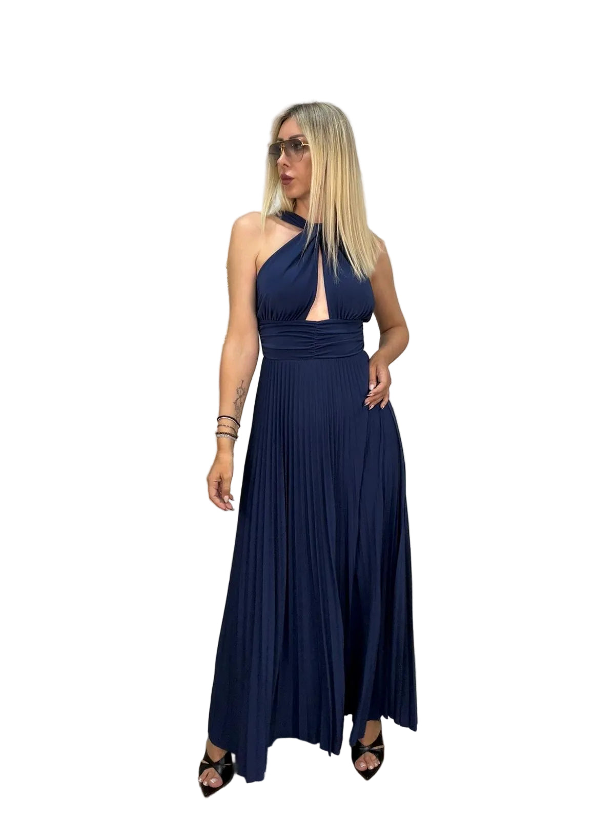 Vestito Jersey Scollo Americana Blu Vicolo