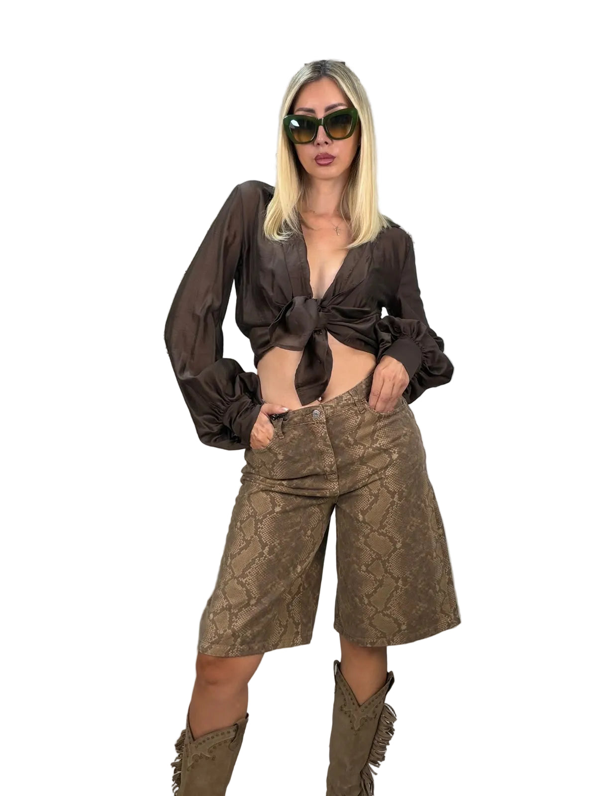 Haveone - Bermuda Animalier Pitonato Tone-on-Tone