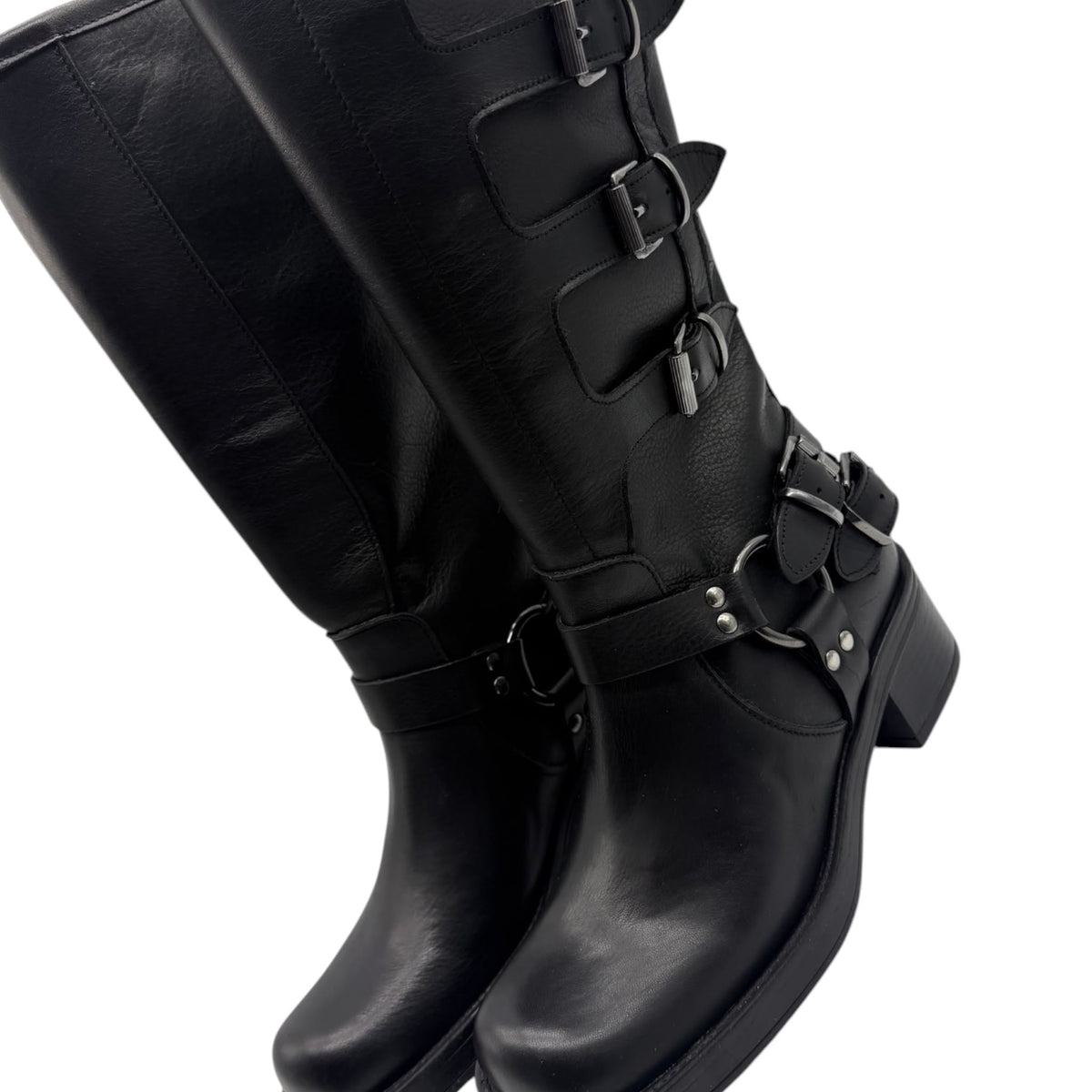 Stivale Biker con Fibbie Divine Follie – Nero