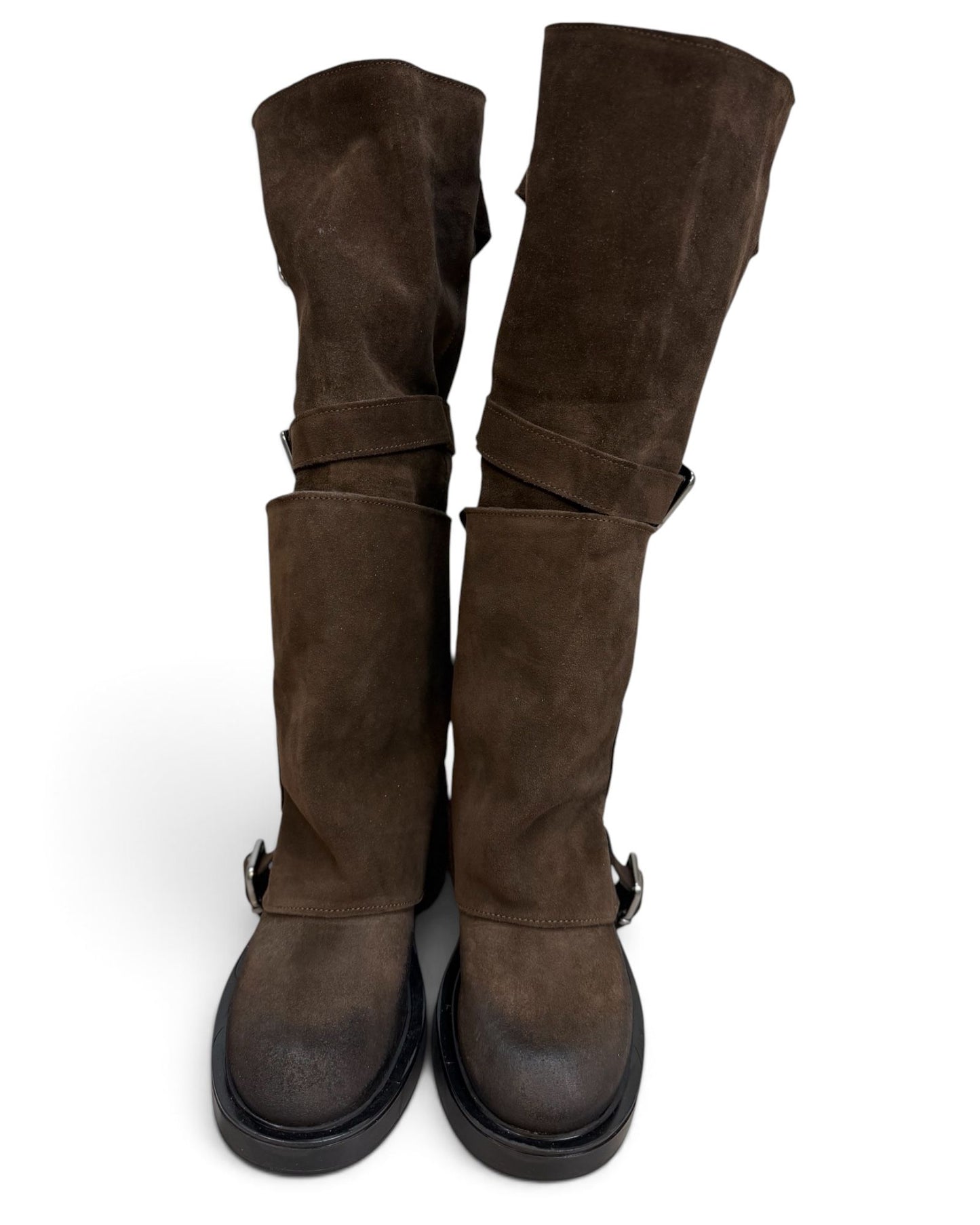 Stivaletto Biker Divine Follie in Vera Pelle – Moro