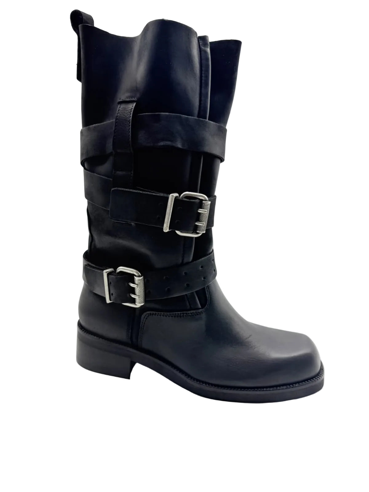 Stivali Urban Biker Nabuk Nero - Divine Follie