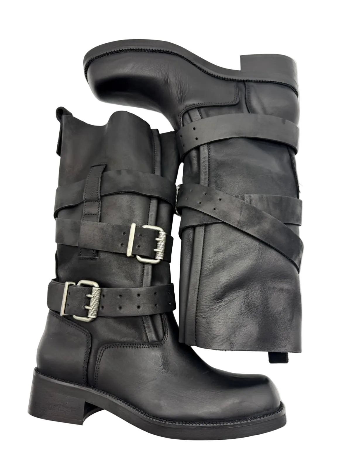 Stivali Urban Biker Nabuk Nero - Divine Follie