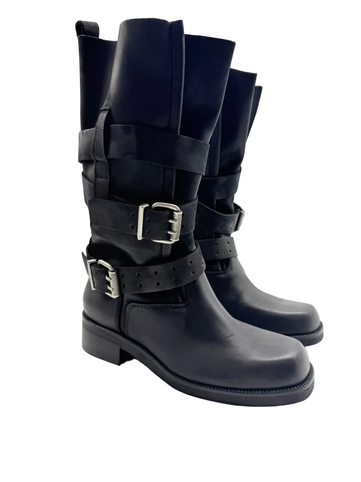 Stivali Urban Biker Nabuk Nero - Divine Follie