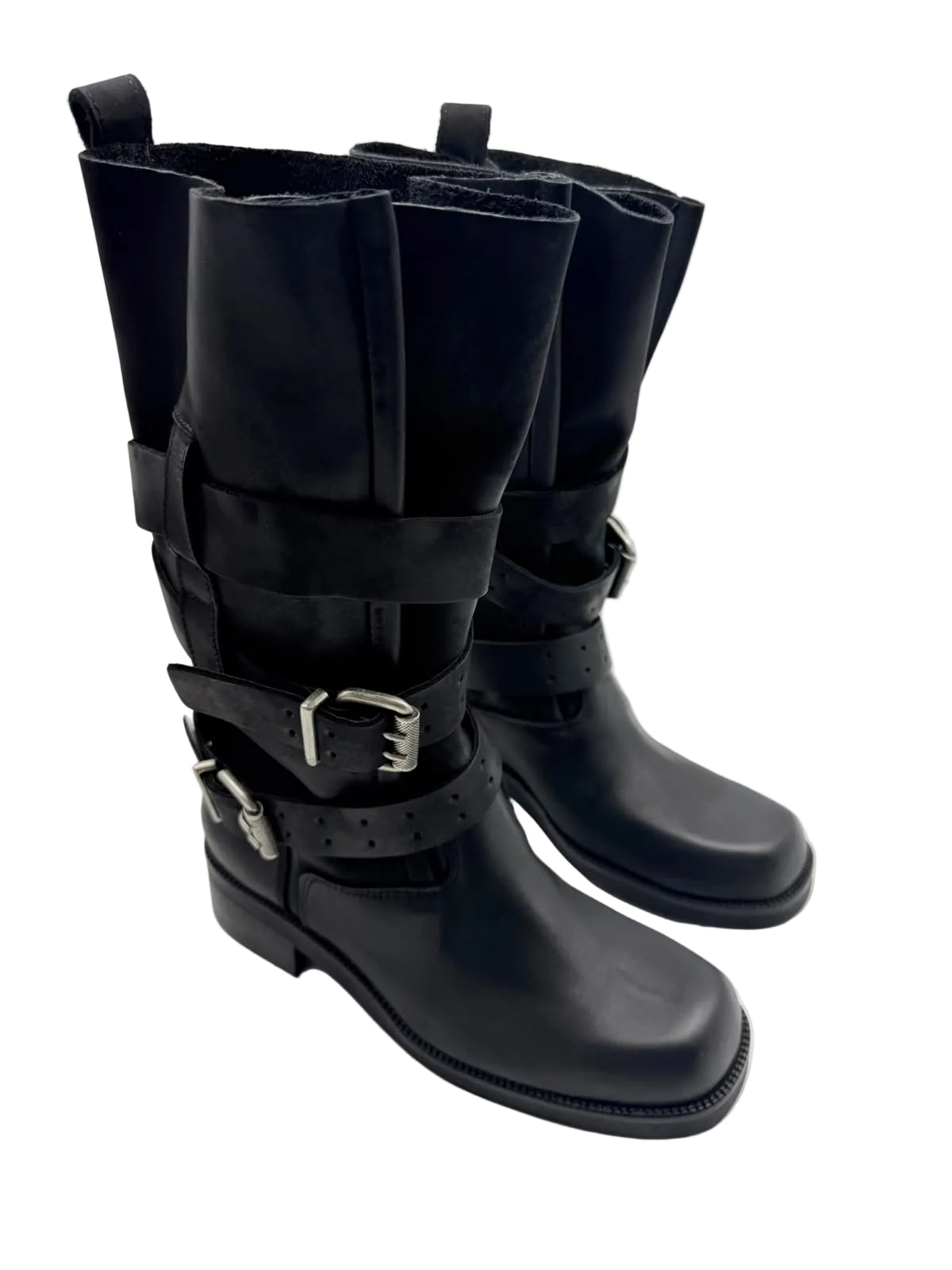 Stivali Urban Biker Nabuk Nero - Divine Follie