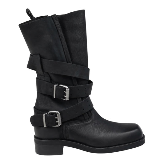 Stivali Urban Biker Nabuk Nero - Divine Follie