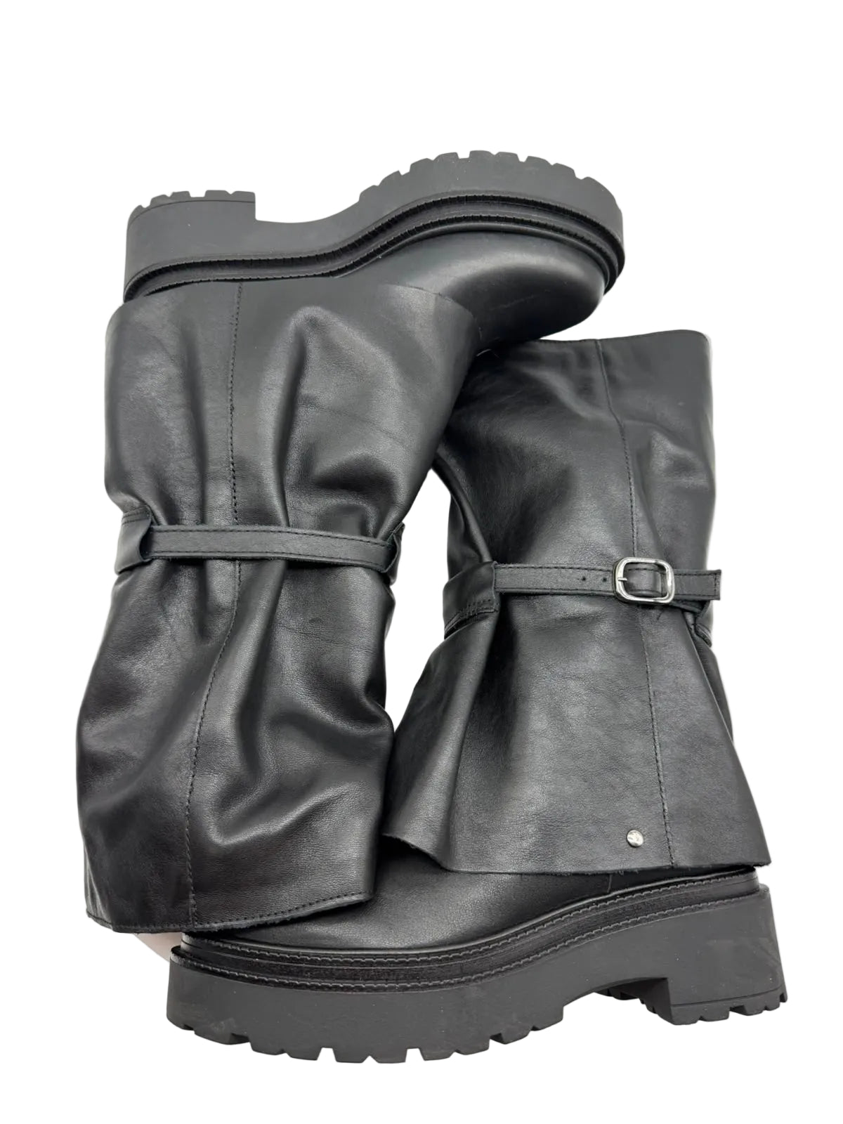 Stivali Biker in Vera Pelle Divine Follie - Nero