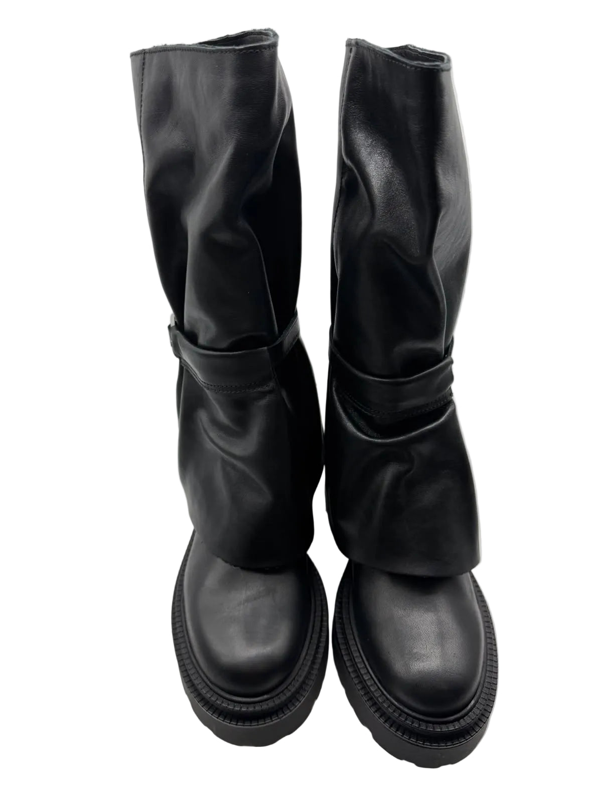 Stivali Biker in Vera Pelle Divine Follie - Nero