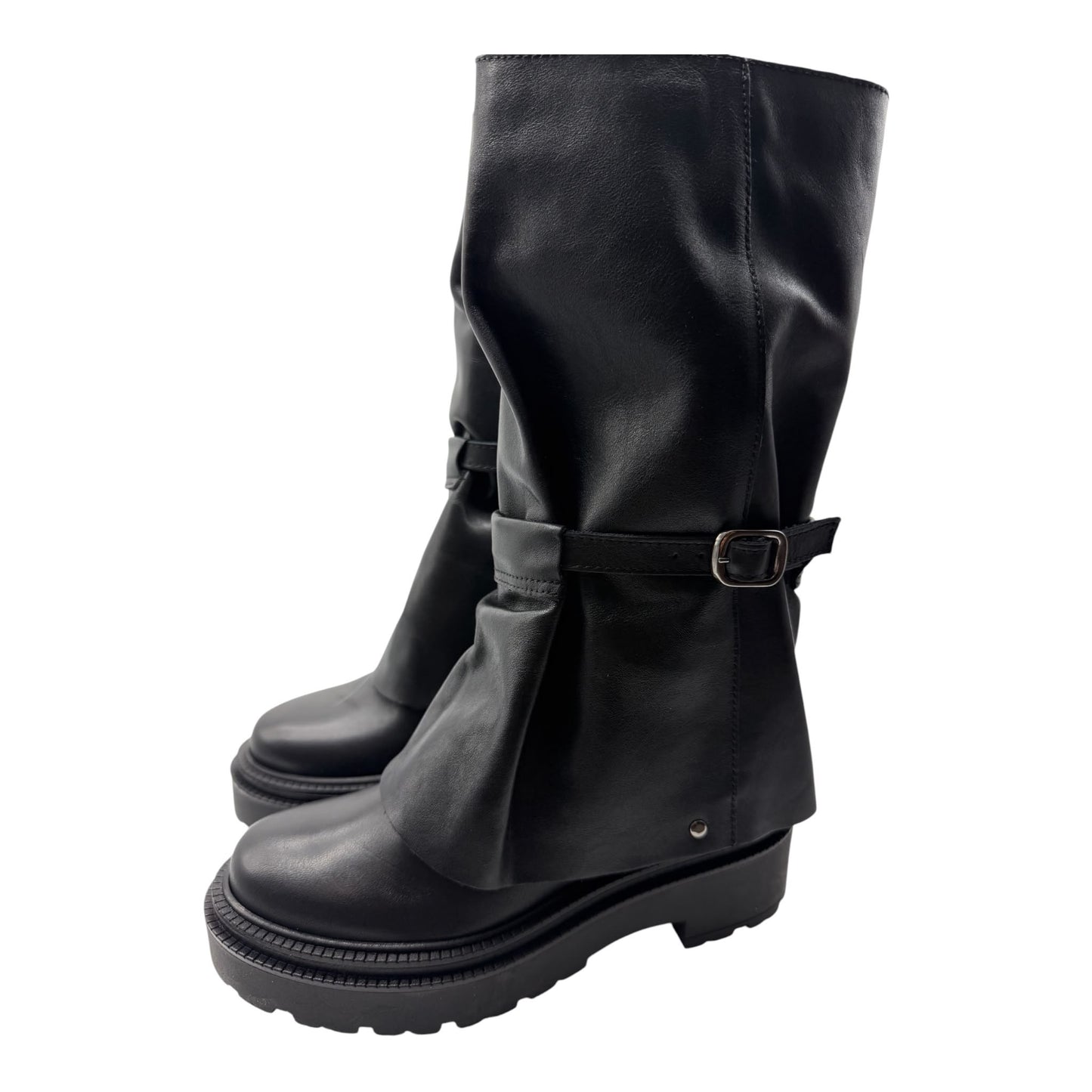 Stivali Biker in Vera Pelle Divine Follie - Nero