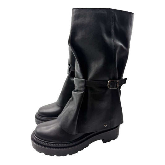 Stivali Biker in Vera Pelle Divine Follie - Nero