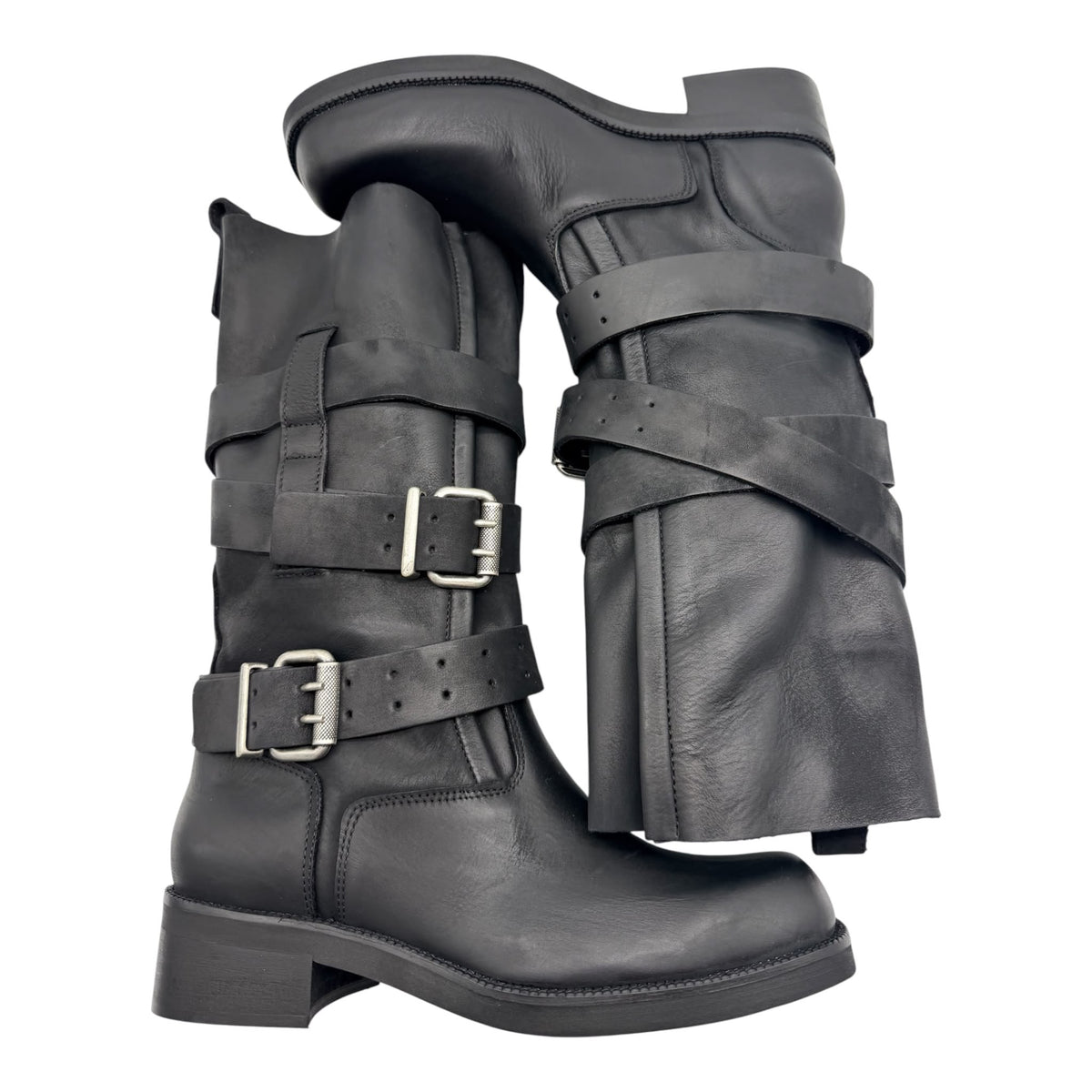 Stivali Urban Biker Nabuk Nero - Divine Follie