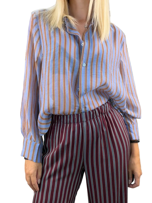 Camicia Nomad righe celeste bordeaux e ocra HaveOne