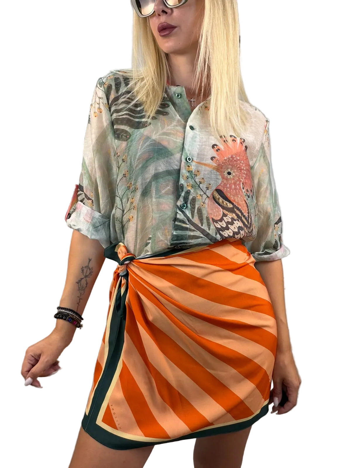 Gonna pareo mini righe arancio - HaveOne