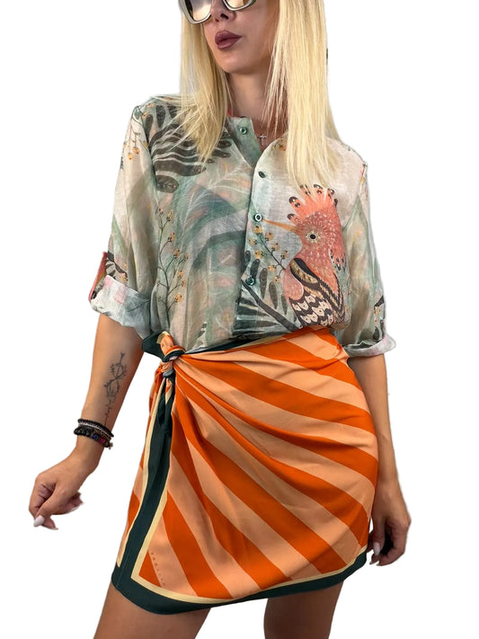 Gonna pareo mini righe arancio - HaveOne