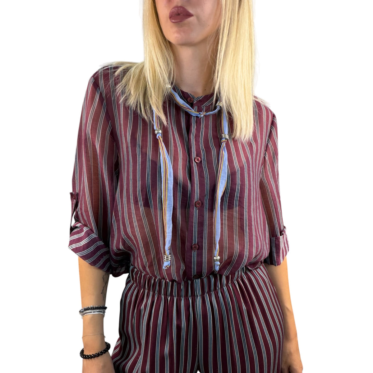 Camicia Nomad con collana righe bordeaux HaveOne