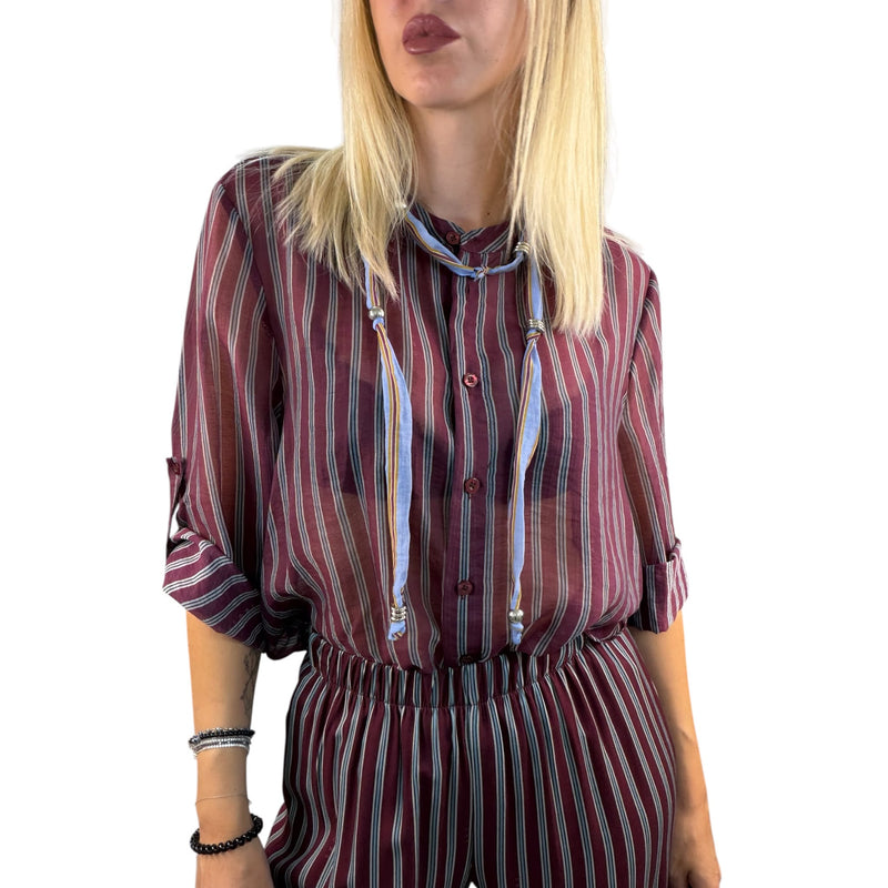 Camicia Nomad con collana righe bordeaux HaveOne
