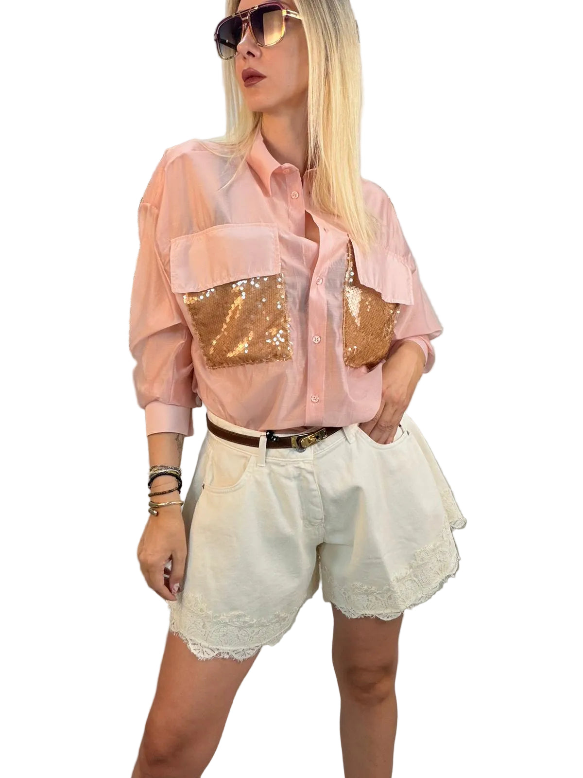 Shorts farfalla burro con pizzo sul fondo - HaveOne