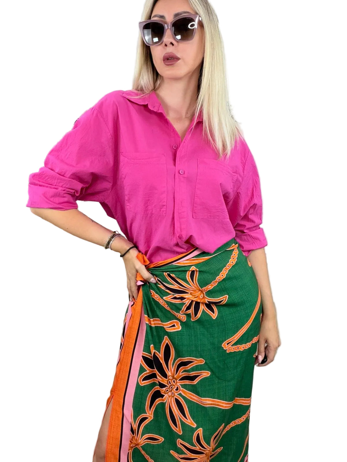 Camicia in cotone leggero color fuxi- HaveOne