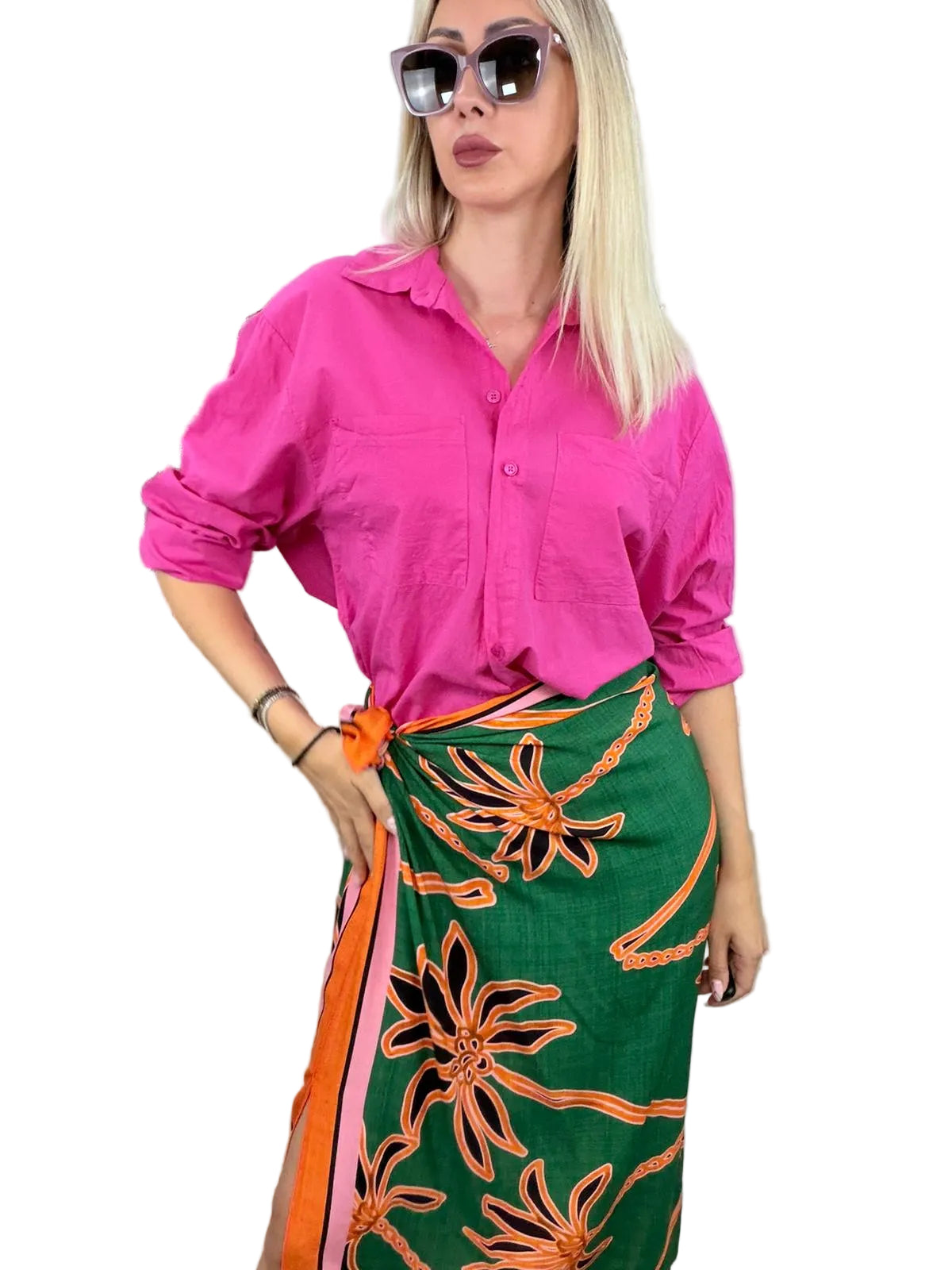 Camicia in cotone leggero color fuxi- HaveOne