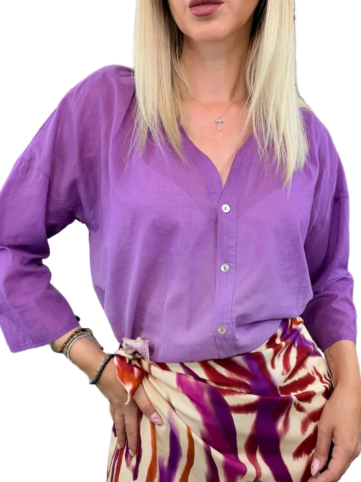 Camicia in mussola sfumata color Fico - HaveOne