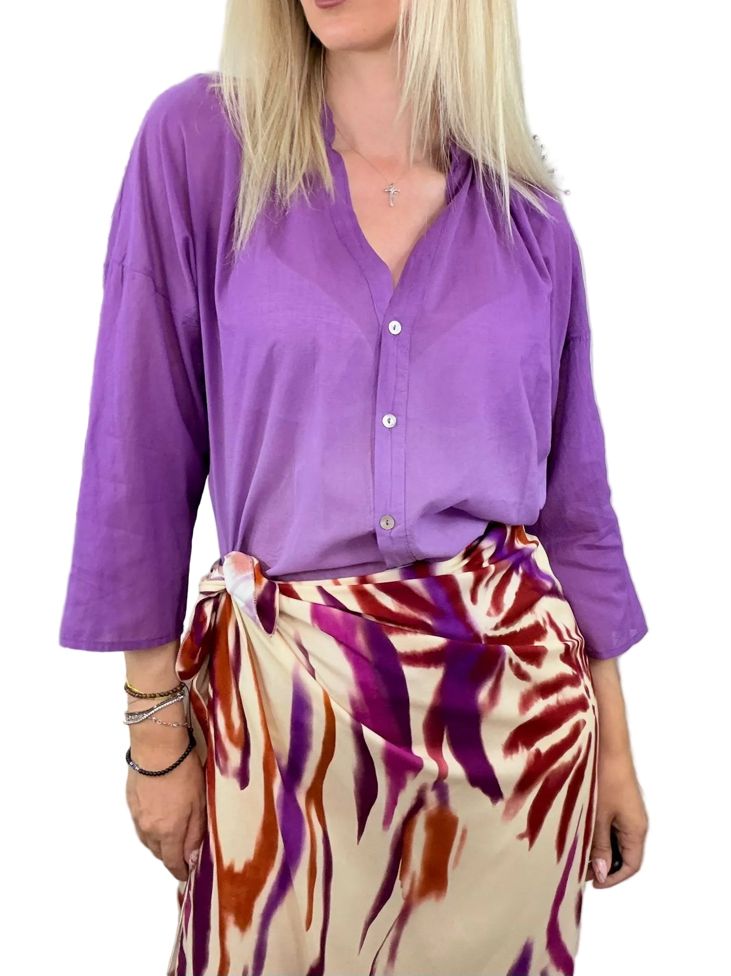 Camicia in mussola sfumata color Fico - HaveOne