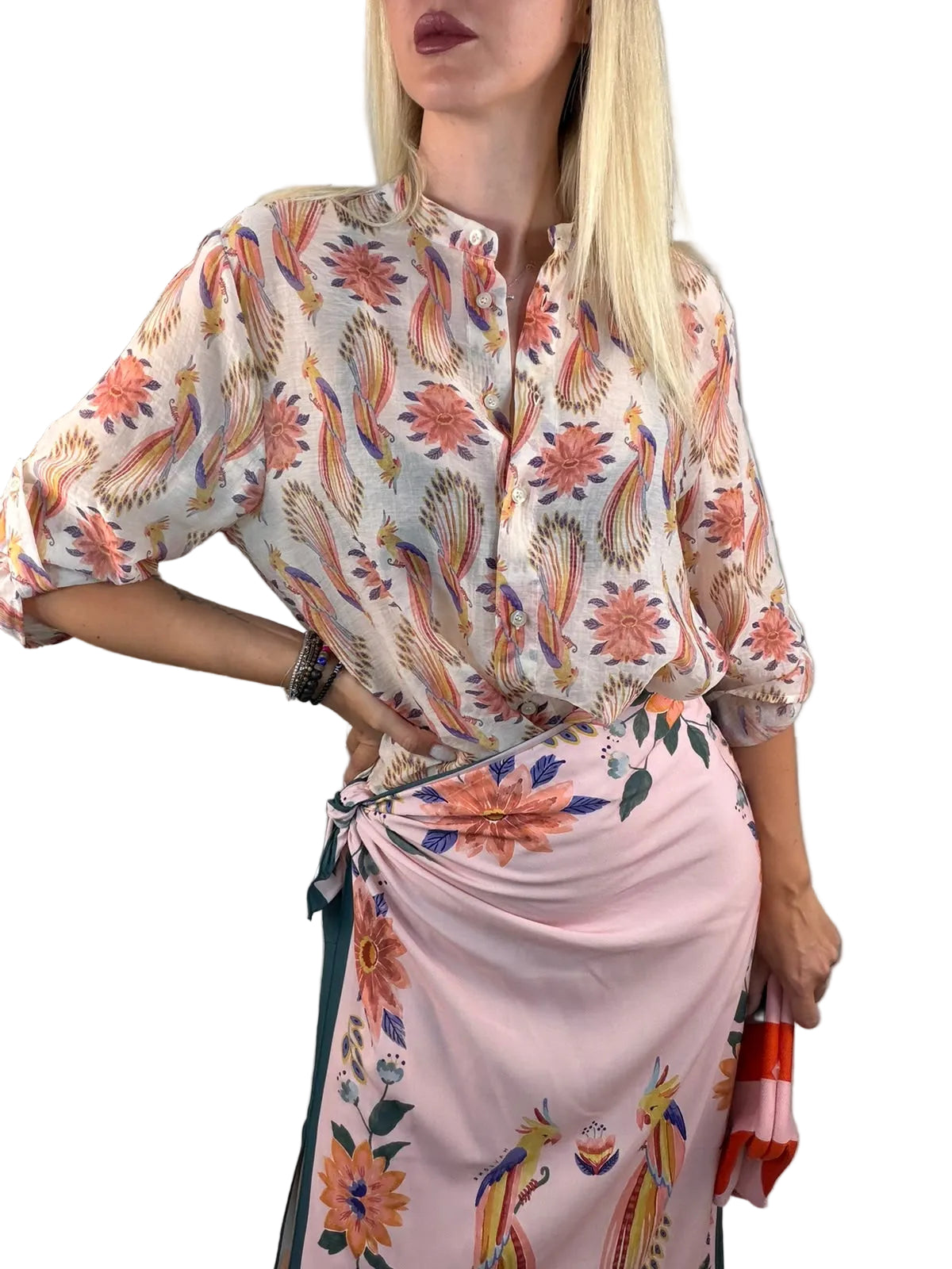 Camicia Haveone Fantasia Pappagalli