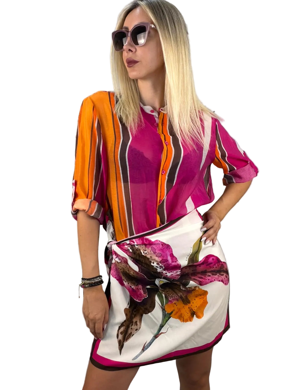Camicia Fucsia Riga Moro e Arancio - HaveOne