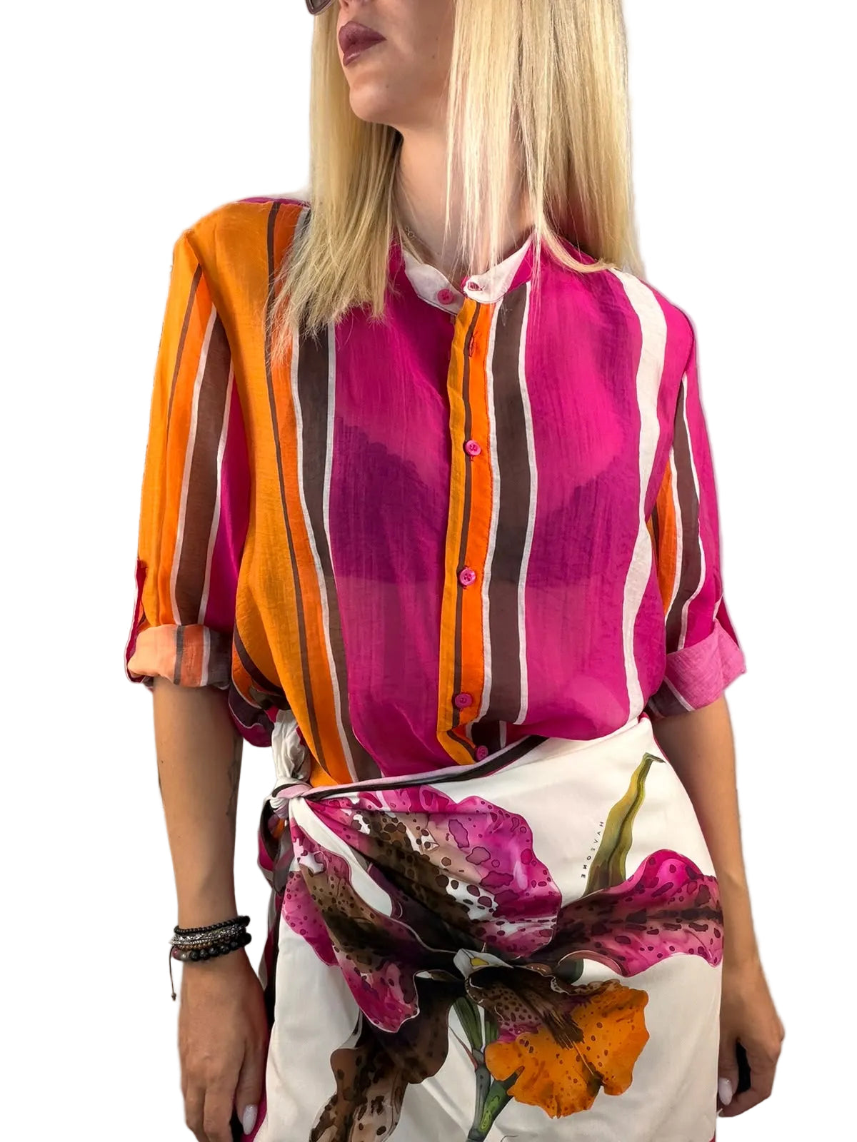 Camicia Fucsia Riga Moro e Arancio - HaveOne