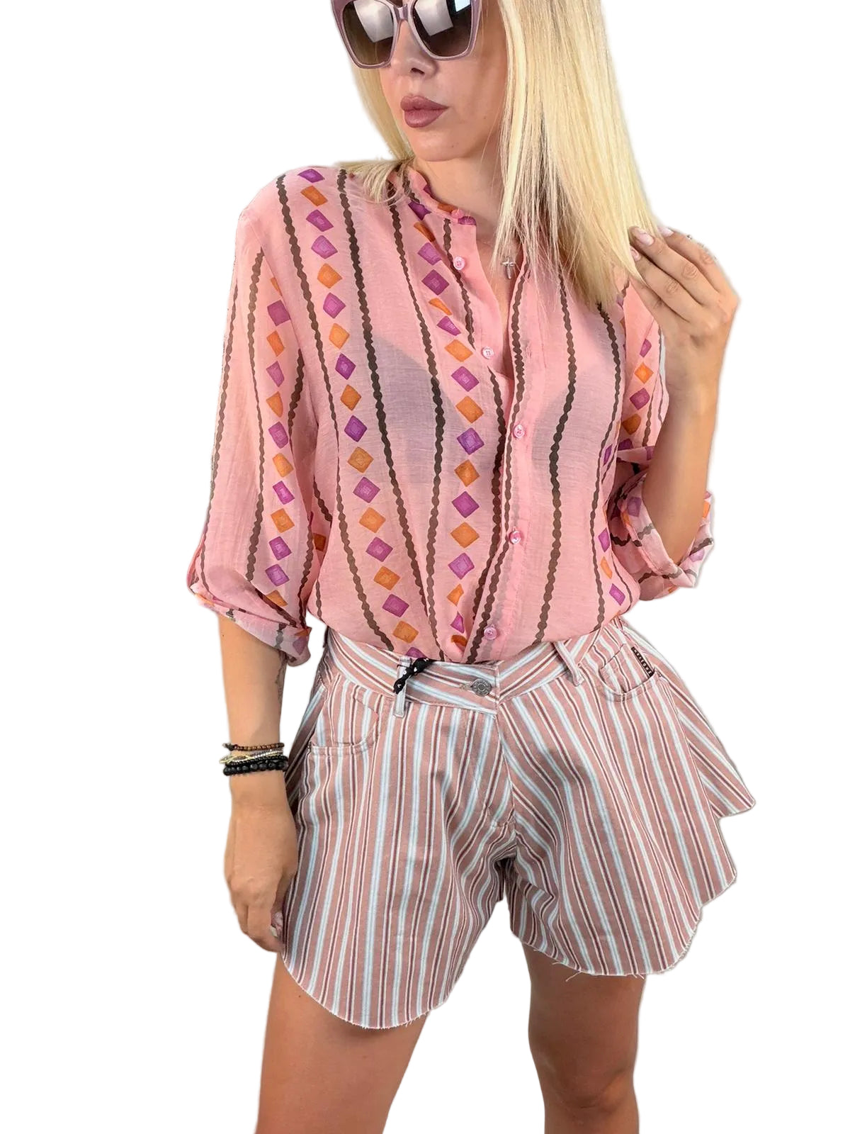 Camicia rosa fantasia mini Rombi - HaveOne