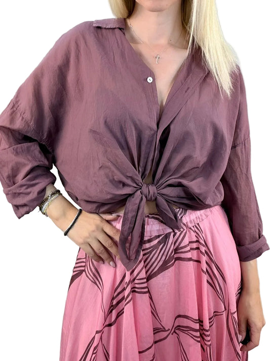 Camicia Susy Mix in Mussola con Nodo - Fico