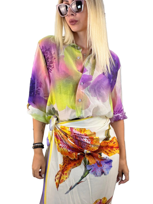 Camicia Orchidea viola in lyocell - HaveOne