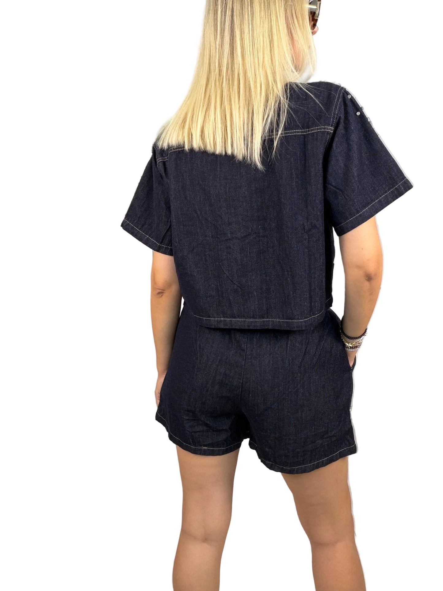 Completo Denim Camicia e Short con Strass – Susy Mix