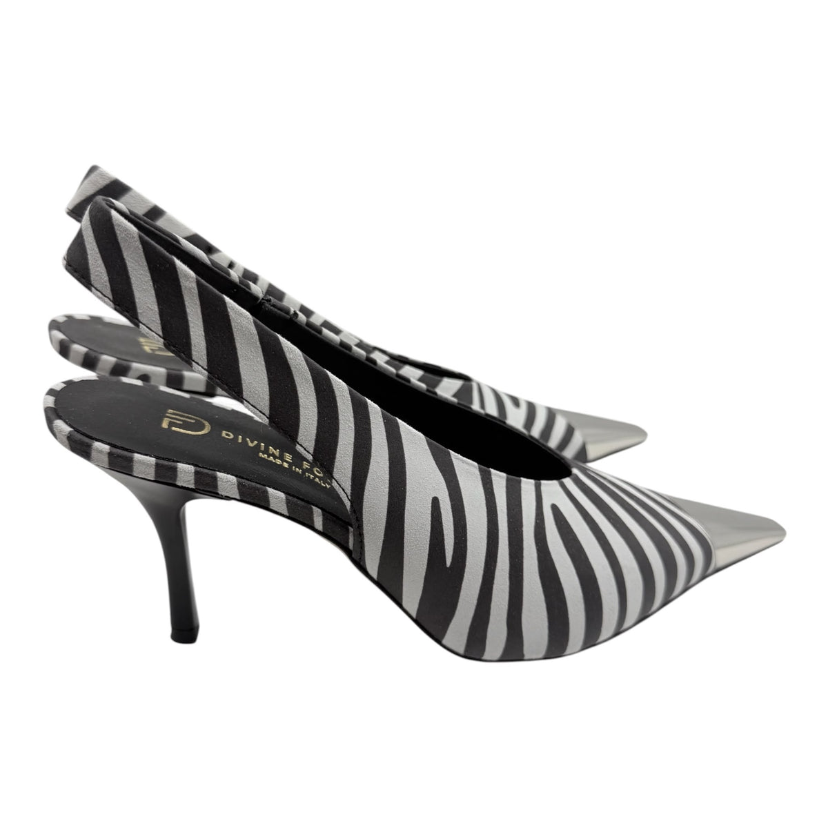Slingback Zebrata con Punta Metallizzata – Divine Follie