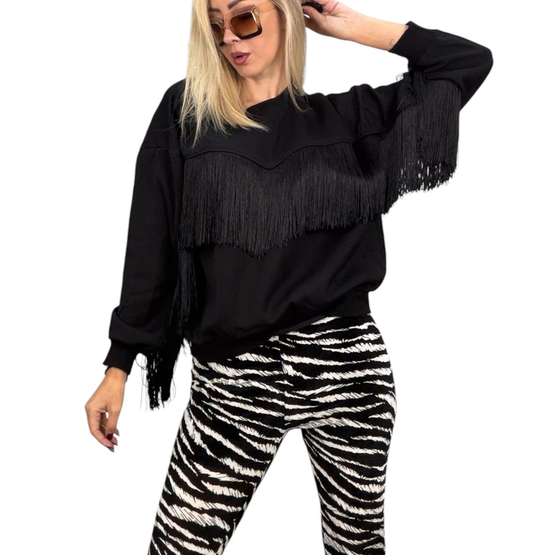 Felpa Over con Frange Nera – LORILU Selection
