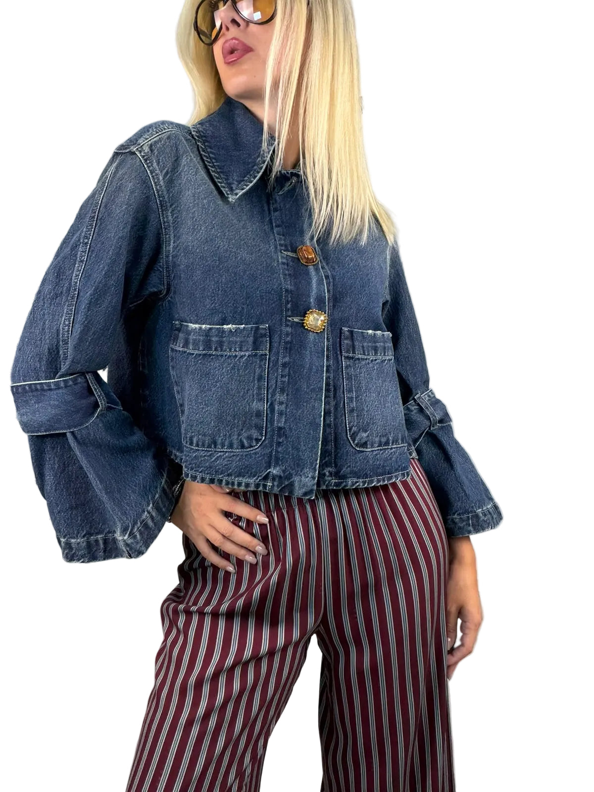 Giubbino Jeans Bottoni Gioiello Vicolo