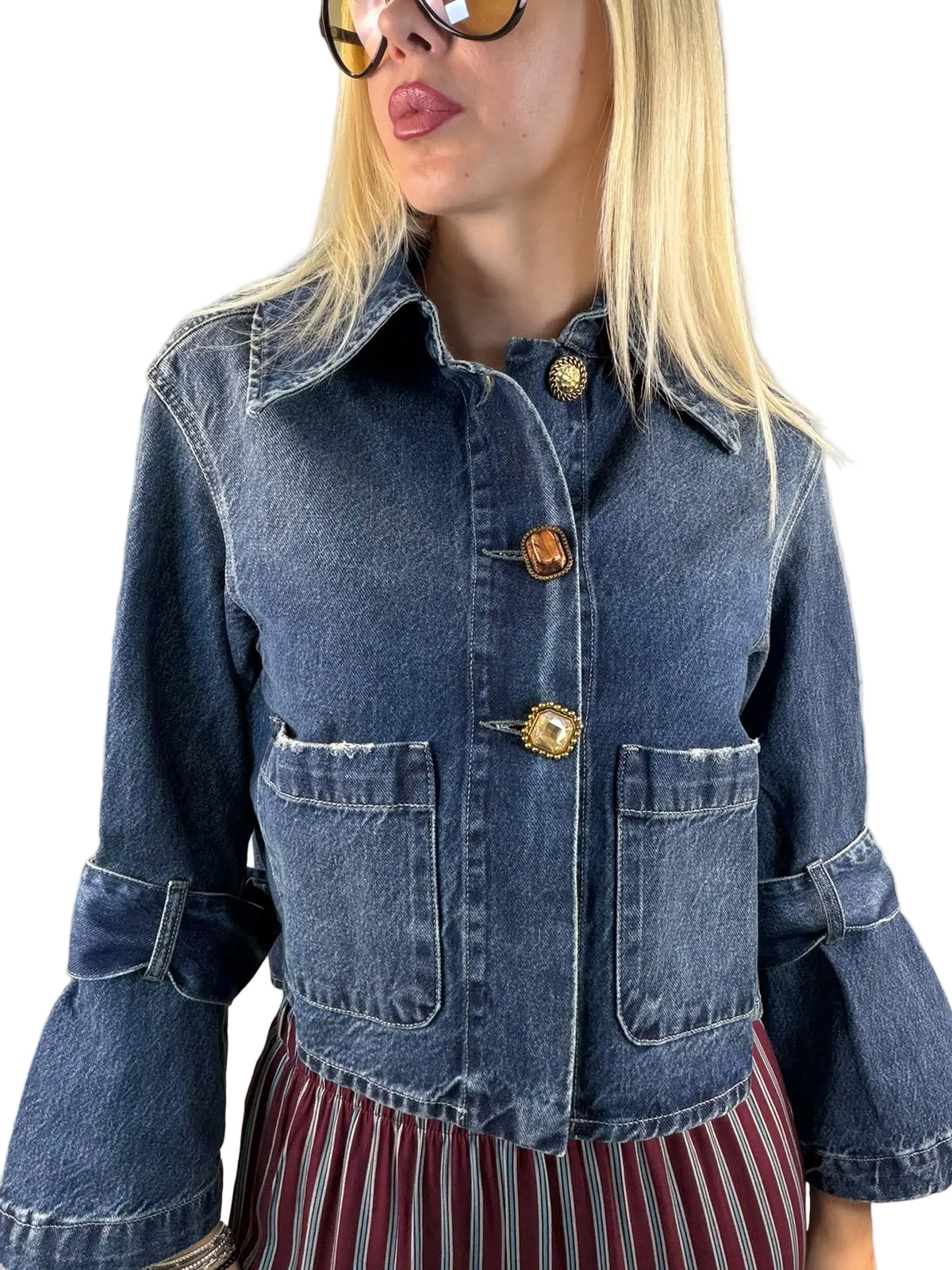 Giubbino Jeans Bottoni Gioiello Vicolo