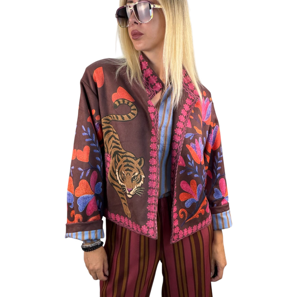 HaveOne- Giacca Fantasia Tigre - prugna/pink/orange