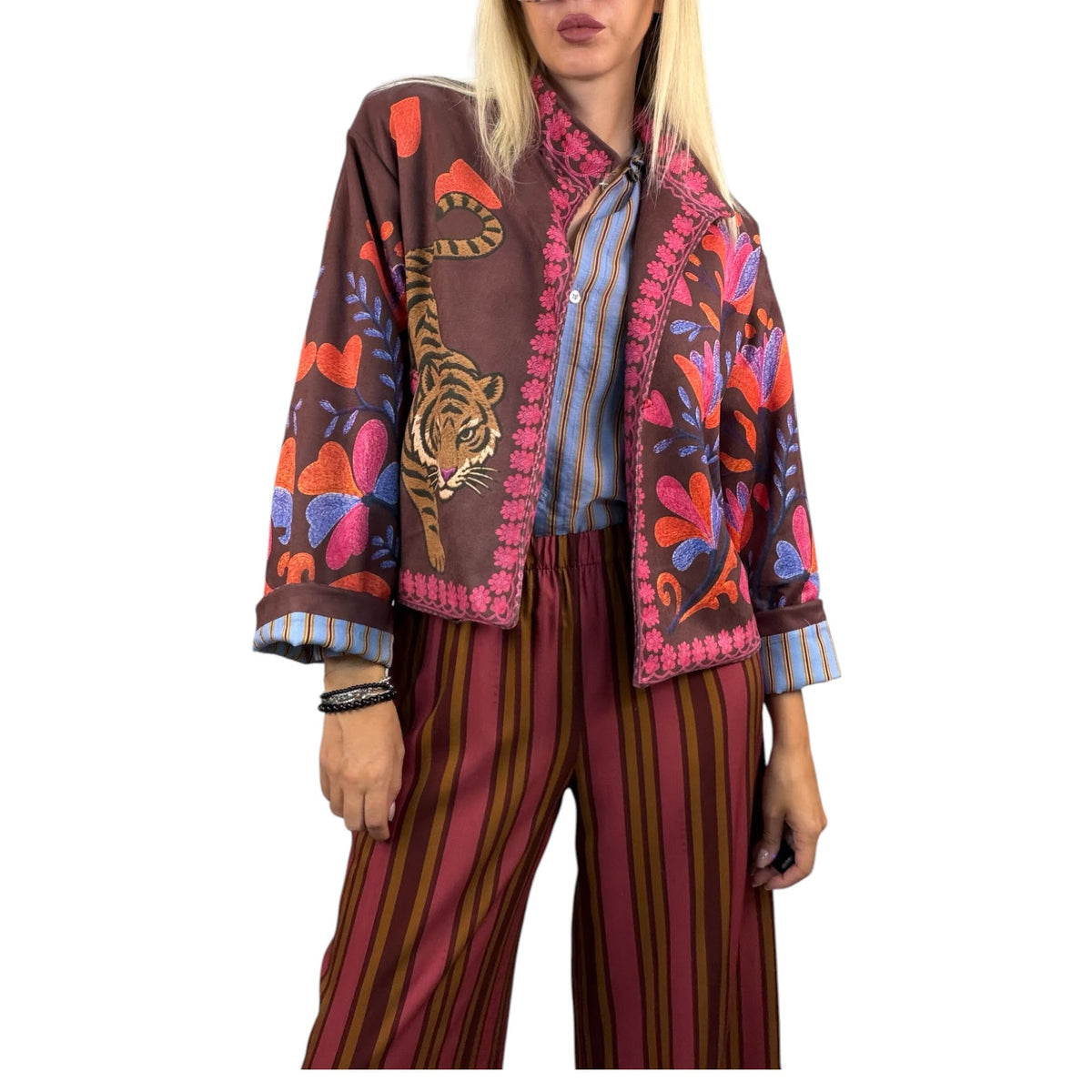 HaveOne- Giacca Fantasia Tigre - prugna/pink/orange