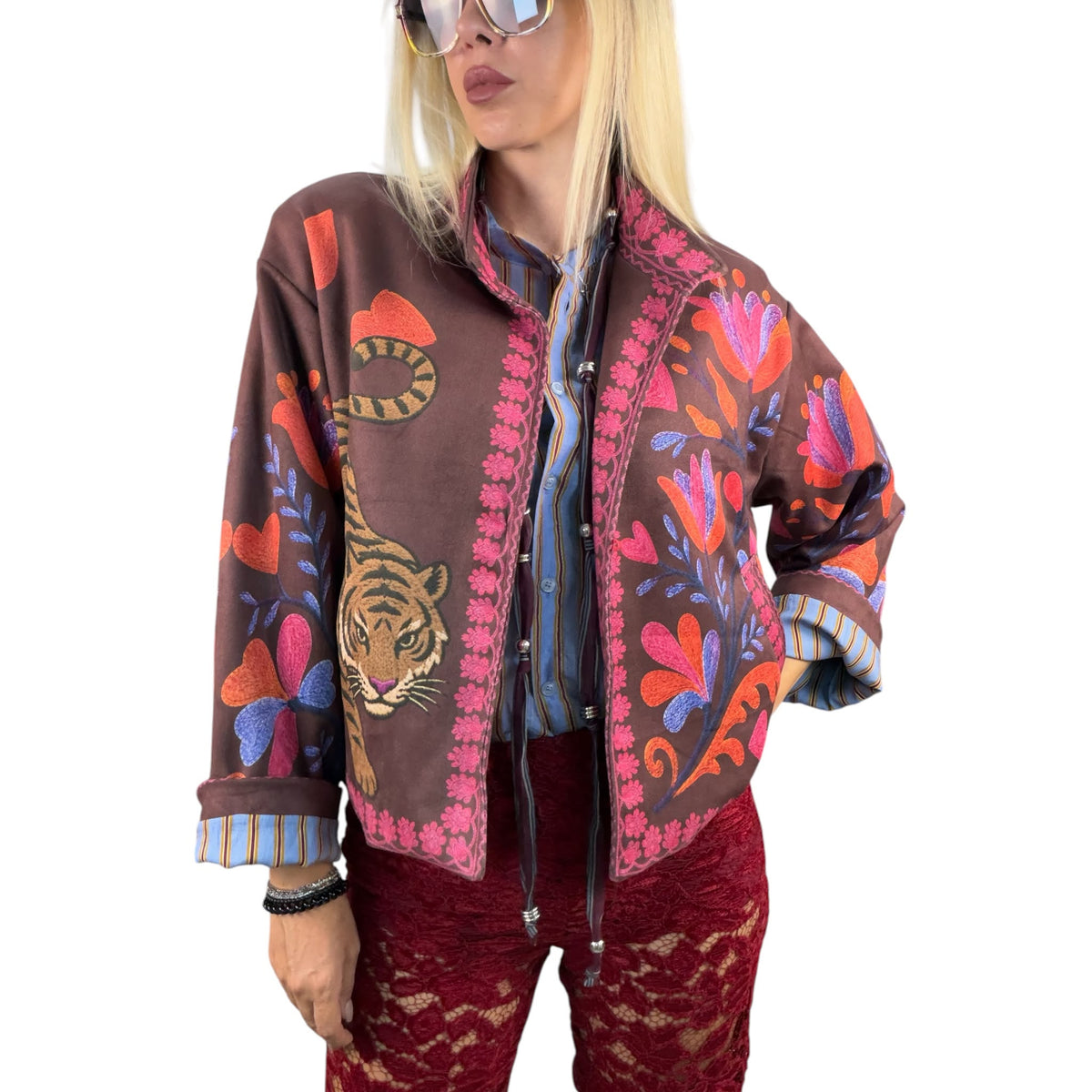 HaveOne- Giacca Fantasia Tigre - prugna/pink/orange