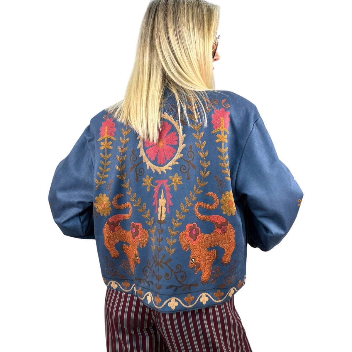 Bomber Ricamato Blu Petrolio - HaveOne