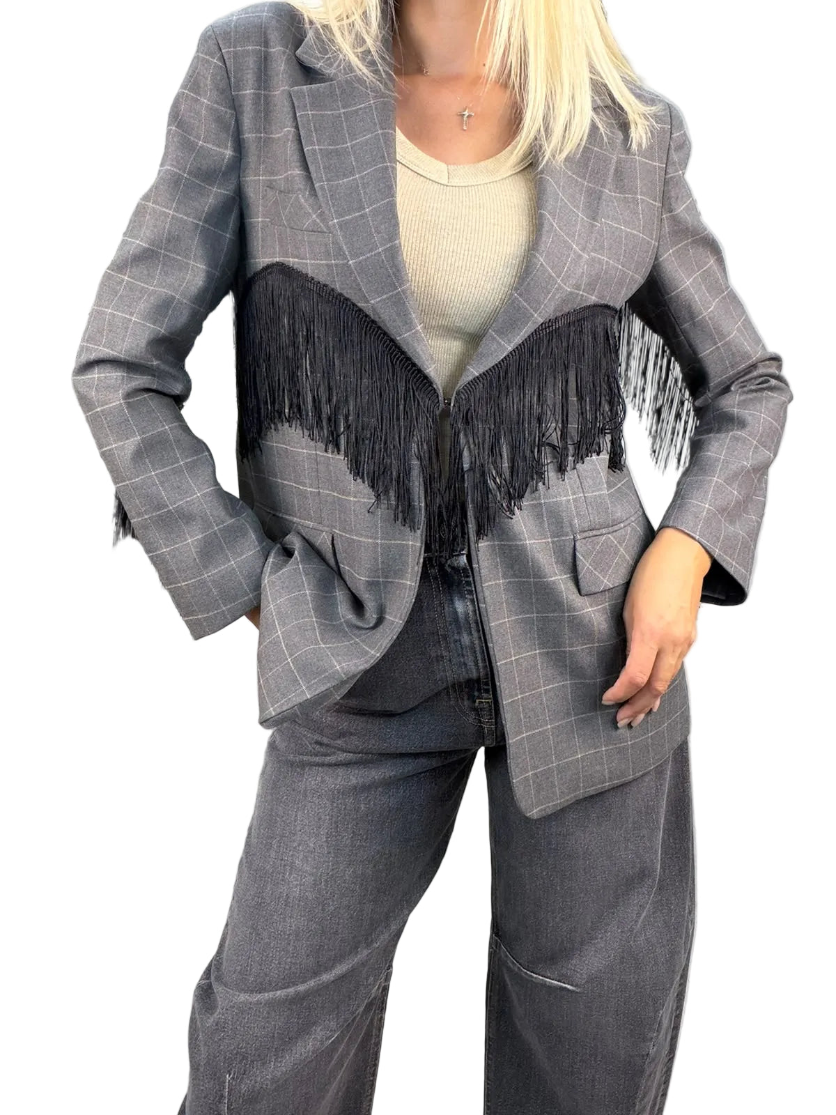 Giacca Vicolo Con Frange - Grigio