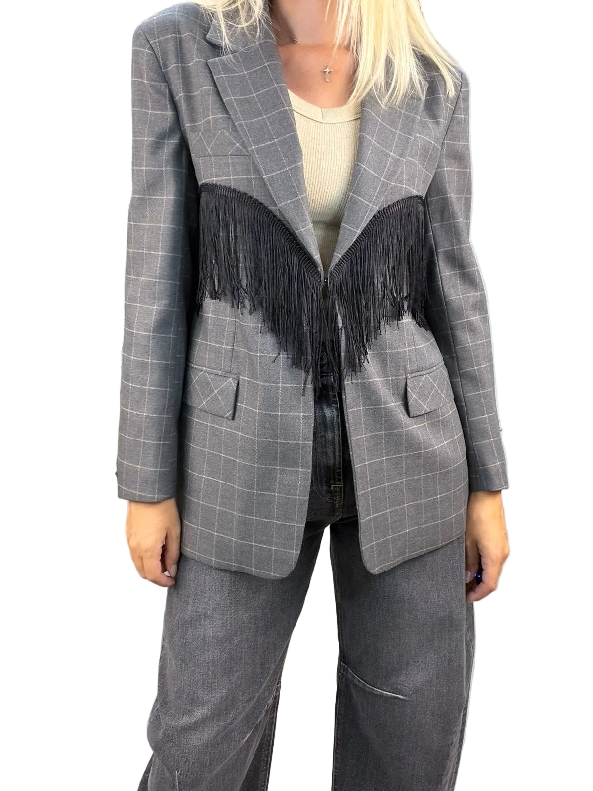 Giacca Vicolo Con Frange - Grigio