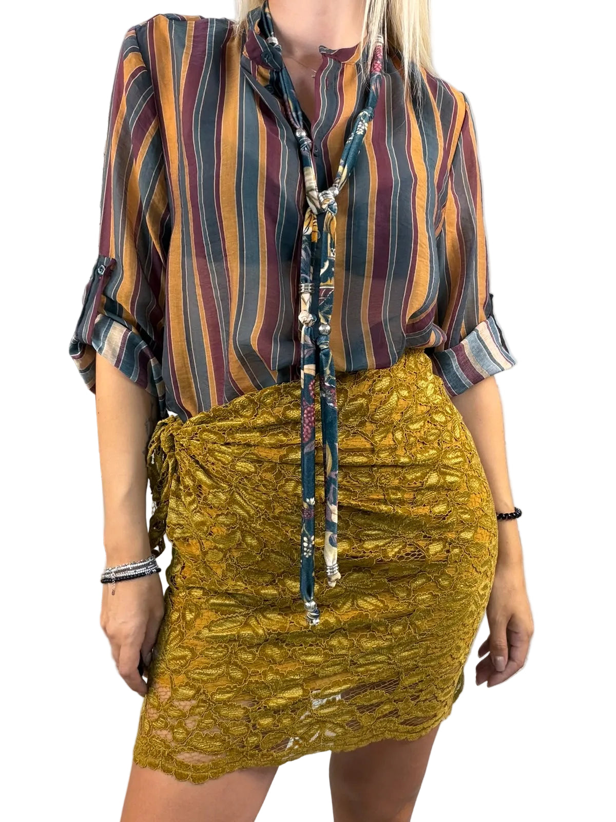 Camicia "Nomad" A Righe Con Collana