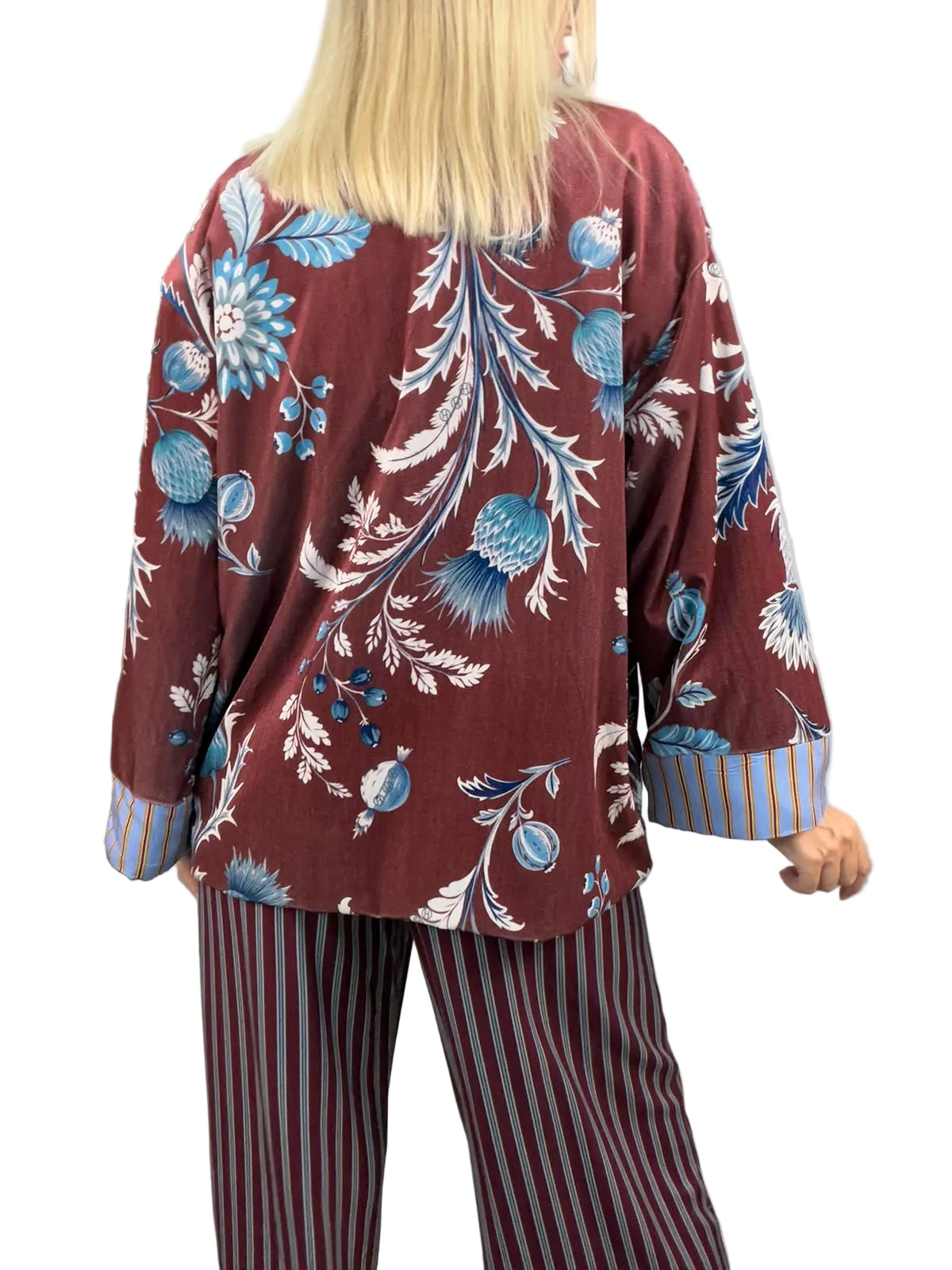Kimono Ciniglia Floreale Bordeaux - HaveOne