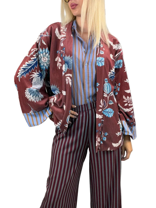 Camicia Nomad righe celeste bordeaux e ocra HaveOne