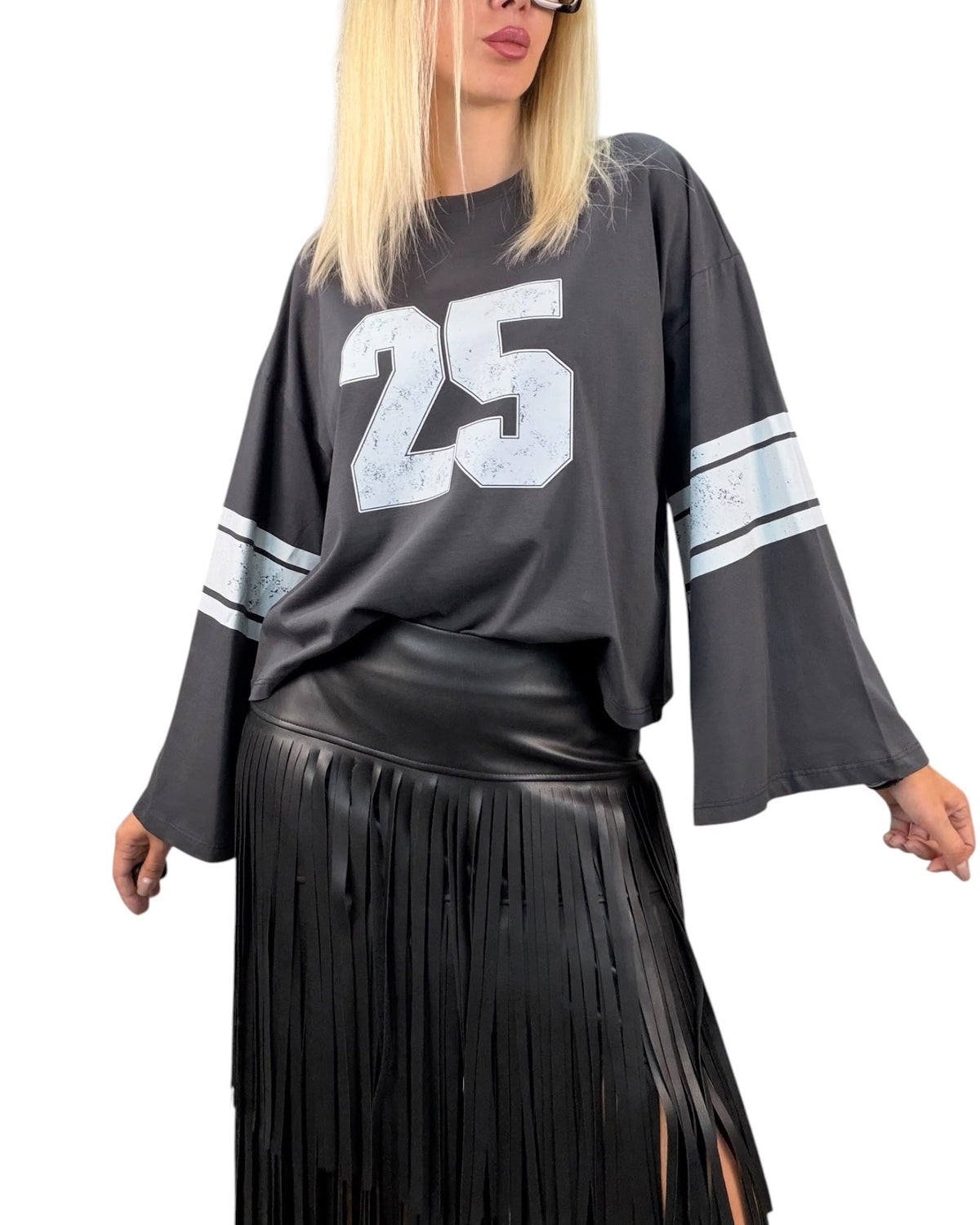 Maglia Piombo Girocollo Vicolo Stampa '25' Manica Lunga