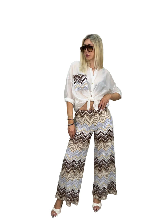 Tensione In - Pantalone fantasia filo lurex