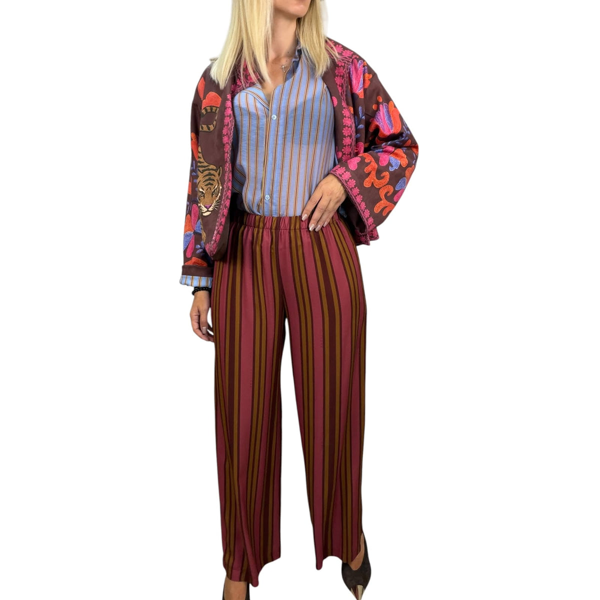 Pantalone Nomad righe bordeaux e tabacco HaveOne