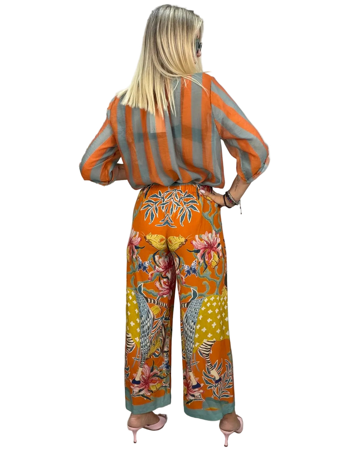 Pantaloni Zebra Garden arancio gamba larga - HaveOne