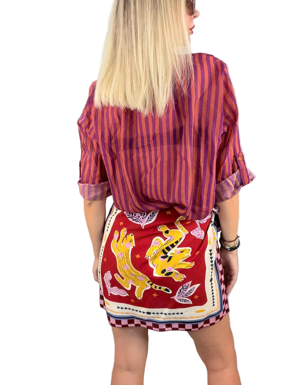 Camicia coreana righe arancio e viola HaveOne