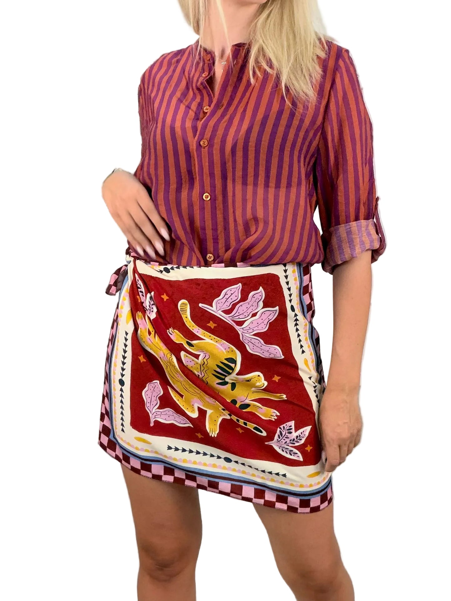 Camicia coreana righe arancio e viola HaveOne